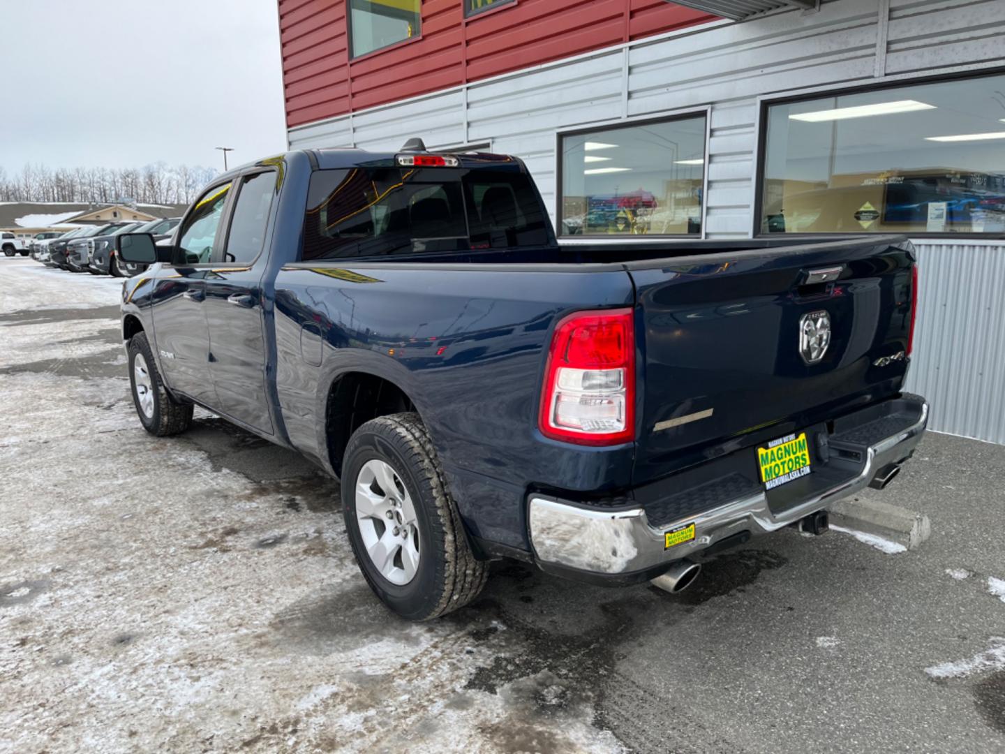 2020 Blue RAM 1500 Big Horn Quad Cab 4WD (1C6SRFBT3LN) with an 5.7L V8 engine, 8A transmission, located at 1960 Industrial Drive, Wasilla, 99654, (907) 274-2277, 61.573475, -149.400146 - Photo#3